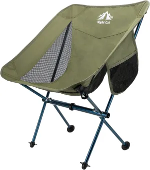 Night Cat Backpacking Chair Ultralight: Camping Chairs Foldable Portable Compact Supports 330 LBS Green