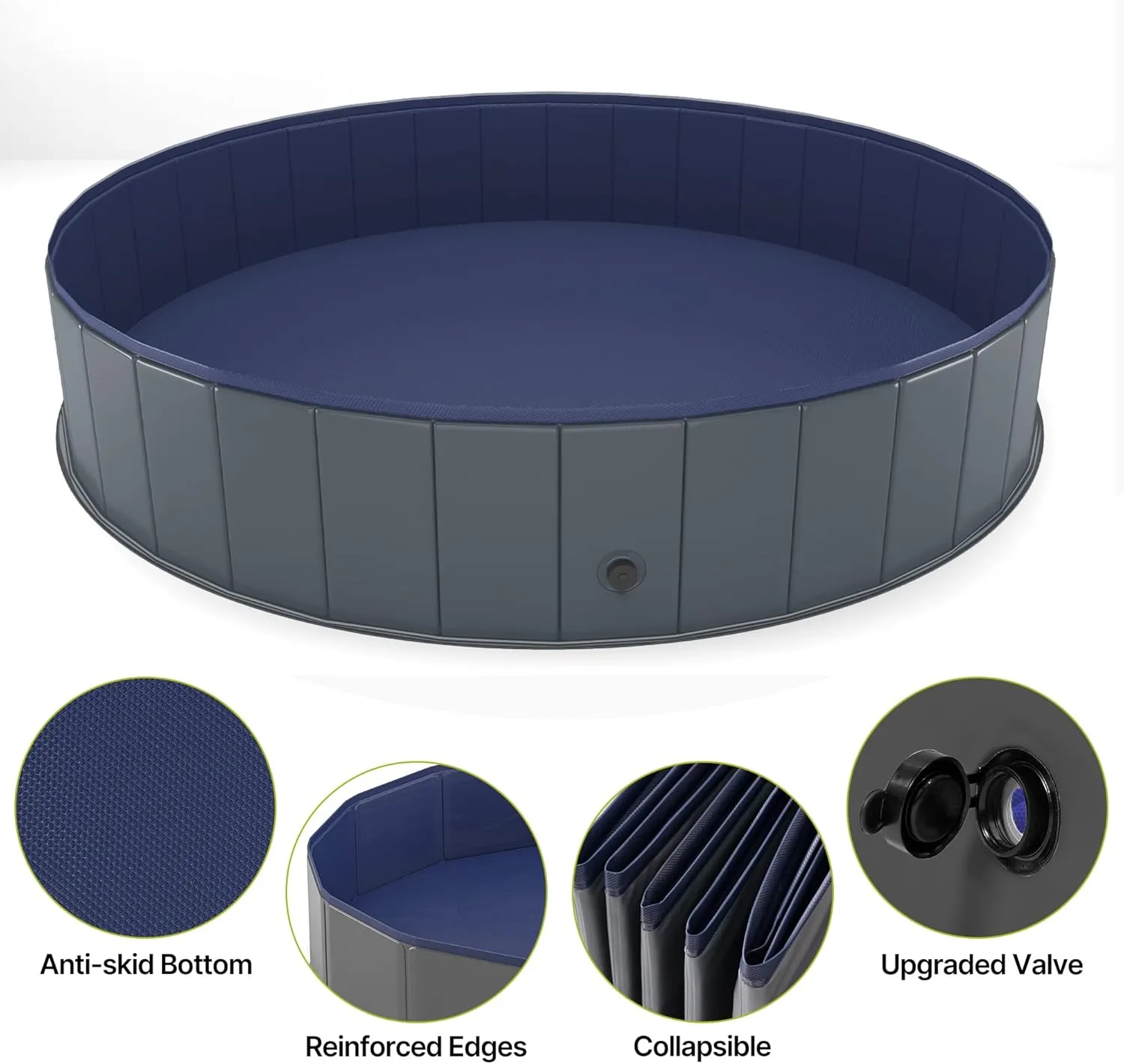 Niubya Foldable Dog Pool, Collapsible Hard Plastic Dog Swimming Pool, Portable Bath Tub for Pets Dogs and Cats, Pet Wading Pool for Indoor and Outdoor, 48 x 12 Inches