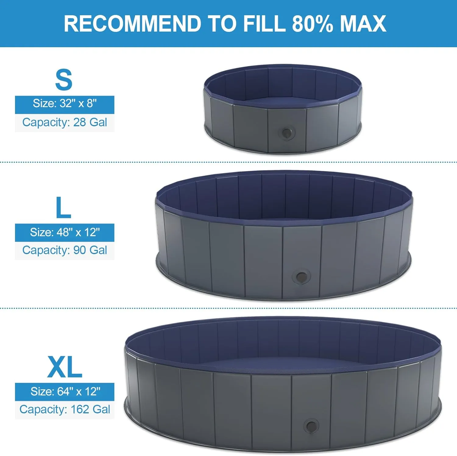Niubya Foldable Dog Pool, Collapsible Hard Plastic Dog Swimming Pool, Portable Bath Tub for Pets Dogs and Cats, Pet Wading Pool for Indoor and Outdoor, 48 x 12 Inches