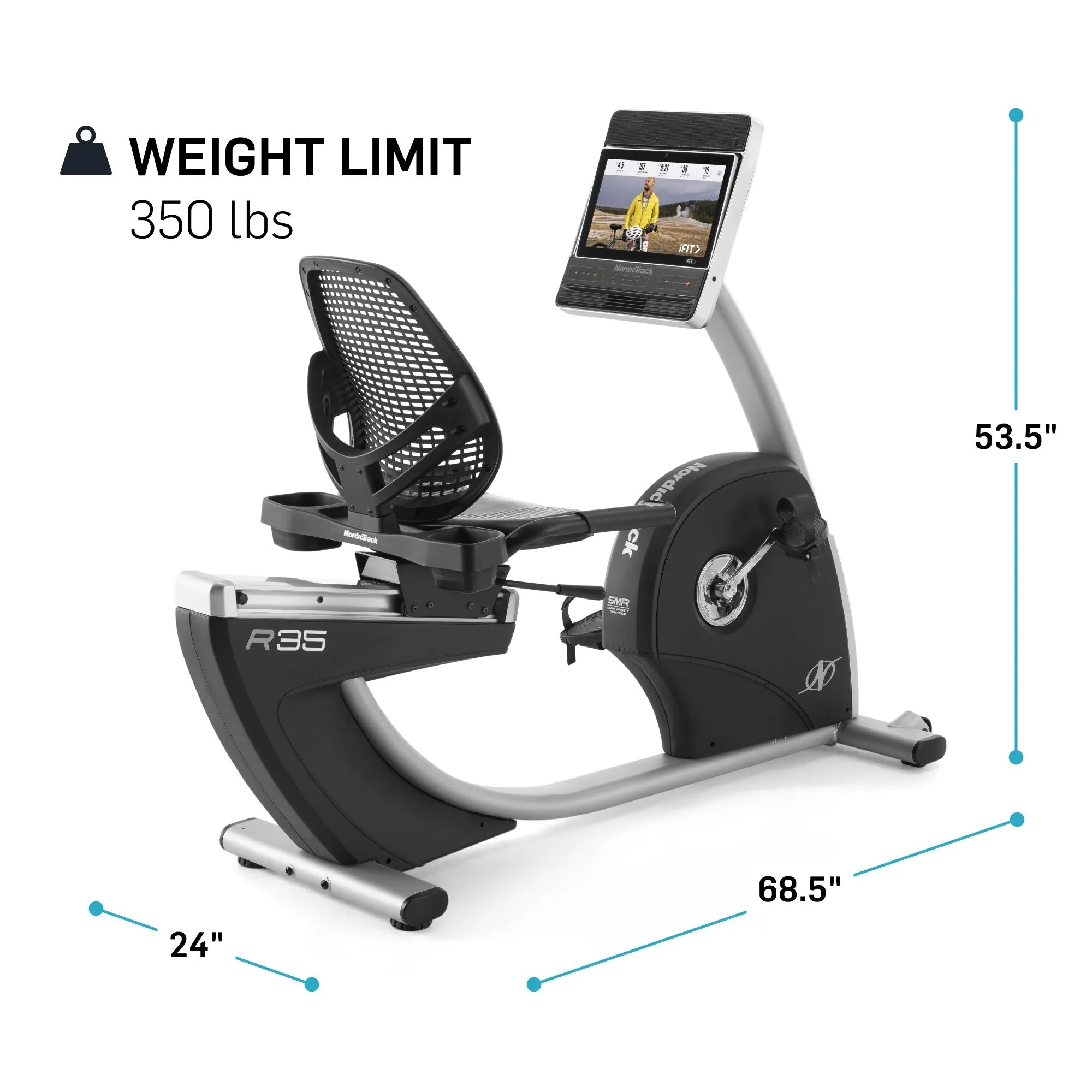 NordicTrack Recumbent Exercise Bike with 14" Touchscreen, Commercial Series R35.