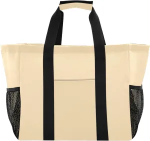 ODAWA Moccasin Lightweight Canvas Beach Tote for Summer and Grocery Shopping, Travel Tote Bag with Pockets