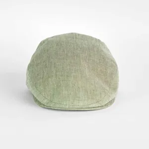 Olive Linen Flat Cap