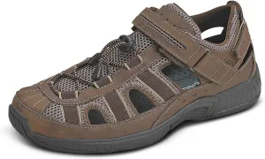 Orthofeet Men's Orthopedic Brown Leather Clearwater Sandals, Size 9 Wide