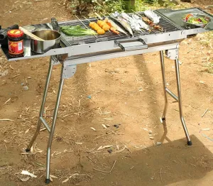 Outdoor Picnic Folding Charcoal Grill Portable Charcoal Grill Stainless Steel for Outdoor Camping Travel Park Beach Outdoor Grill