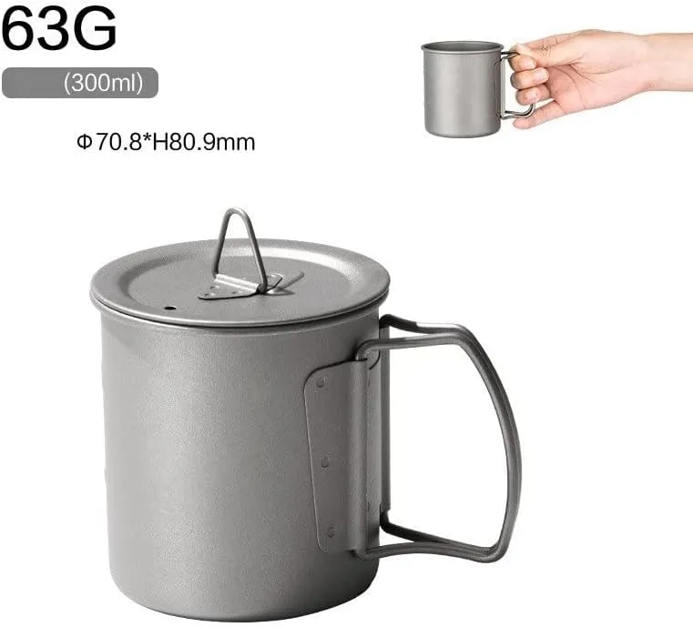 Outdoor portable camping pure titanium water cup coffee cup foldable milk cup(300ml)