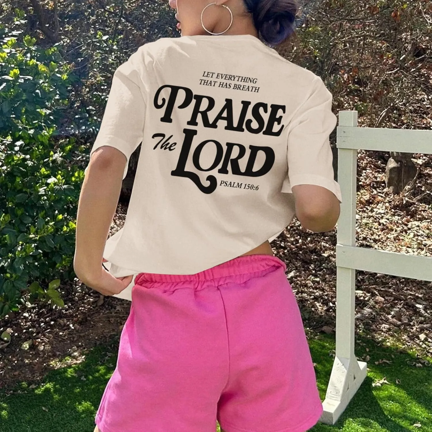Oversized Christian Shirts for Women Praise The Lord T-Shirt Religious Bible Verse Tshirt God Jesus Shirt Graphic Tee