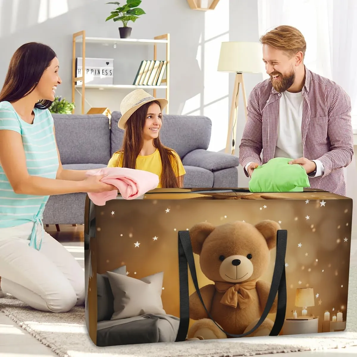 Oversized Moving Bags Bears Stars Cartoon Waterproof Storage Totes Large Storage Bags for Clothes Packing Bags for Moving Travel & Clothes Storage