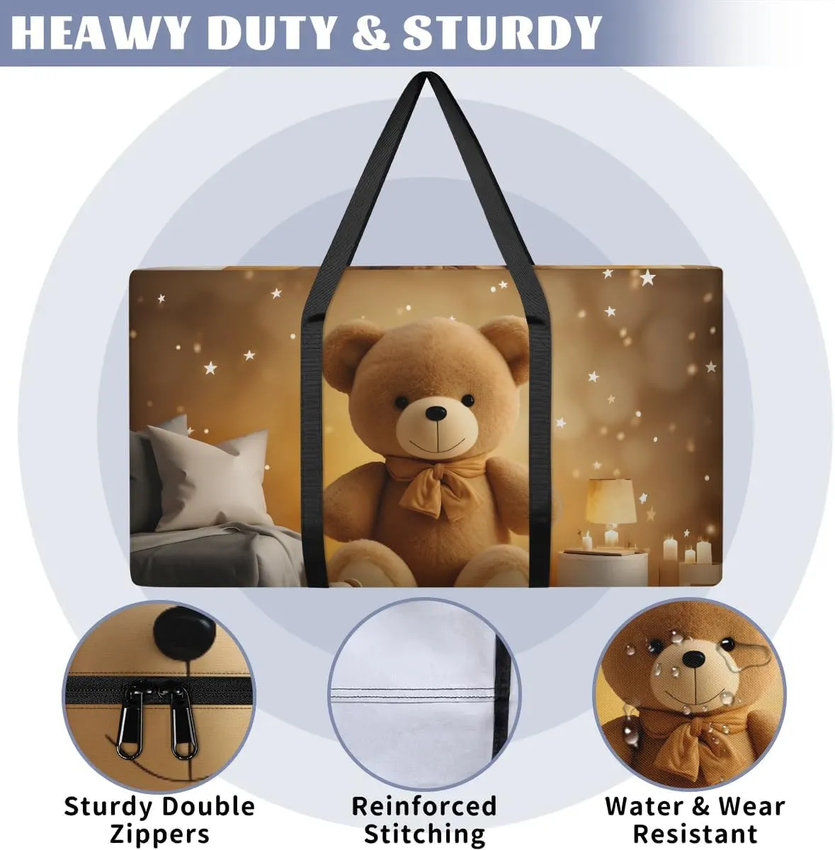 Oversized Moving Bags Bears Stars Cartoon Waterproof Storage Totes Large Storage Bags for Clothes Packing Bags for Moving Travel & Clothes Storage