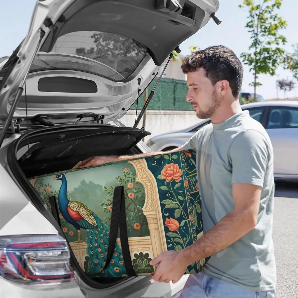 Oversized Moving Bags Peacock Rose Flower Waterproof Storage Totes Large Storage Bags for Clothes Packing Bags for Moving Travel & Clothes Storage