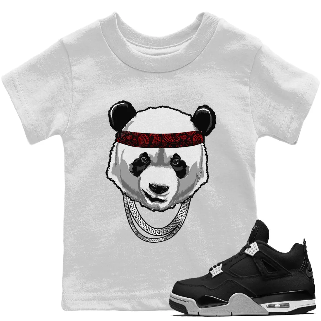 Panda 4 Gangster Jordan Tops High-end Supportive Air - Black Canvas Kids