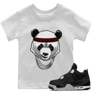 Panda 4 Gangster Jordan Tops High-end Supportive Air - Black Canvas Kids