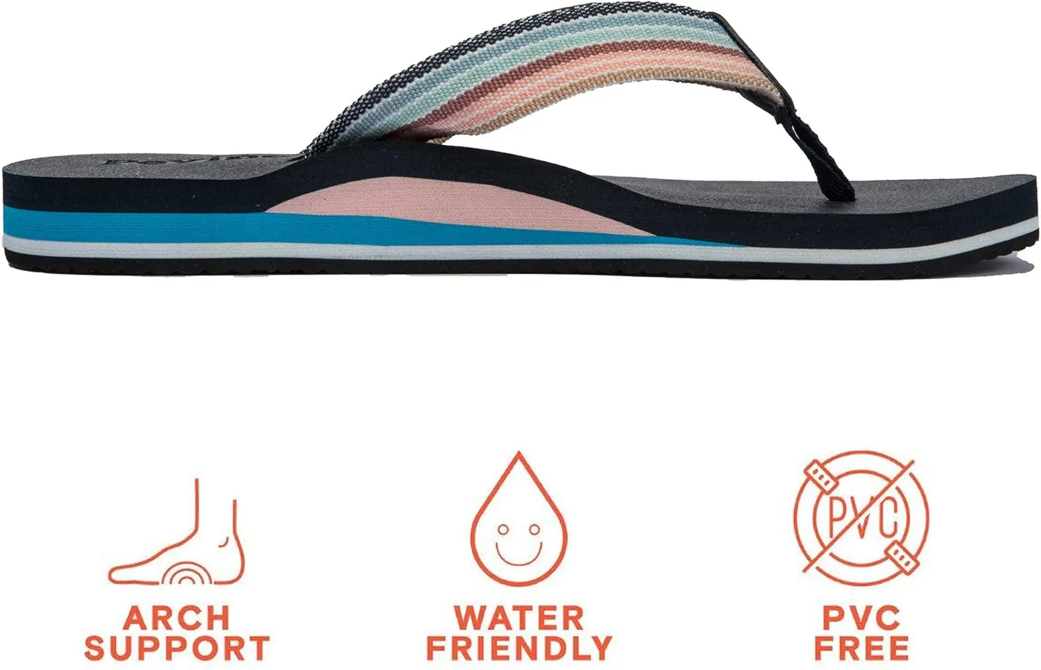 Pevino Women's Orthotic Flip Flops,Casual Comfortable Yoga Mat Thong Sandal with Arch Support