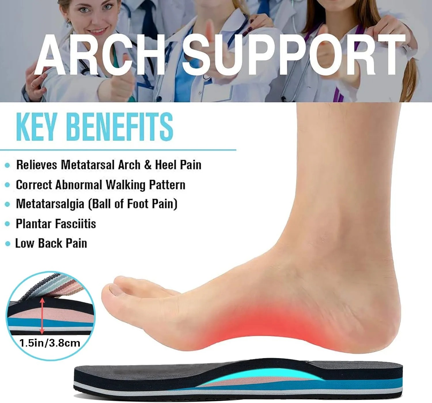 Pevino Women's Orthotic Flip Flops,Casual Comfortable Yoga Mat Thong Sandal with Arch Support