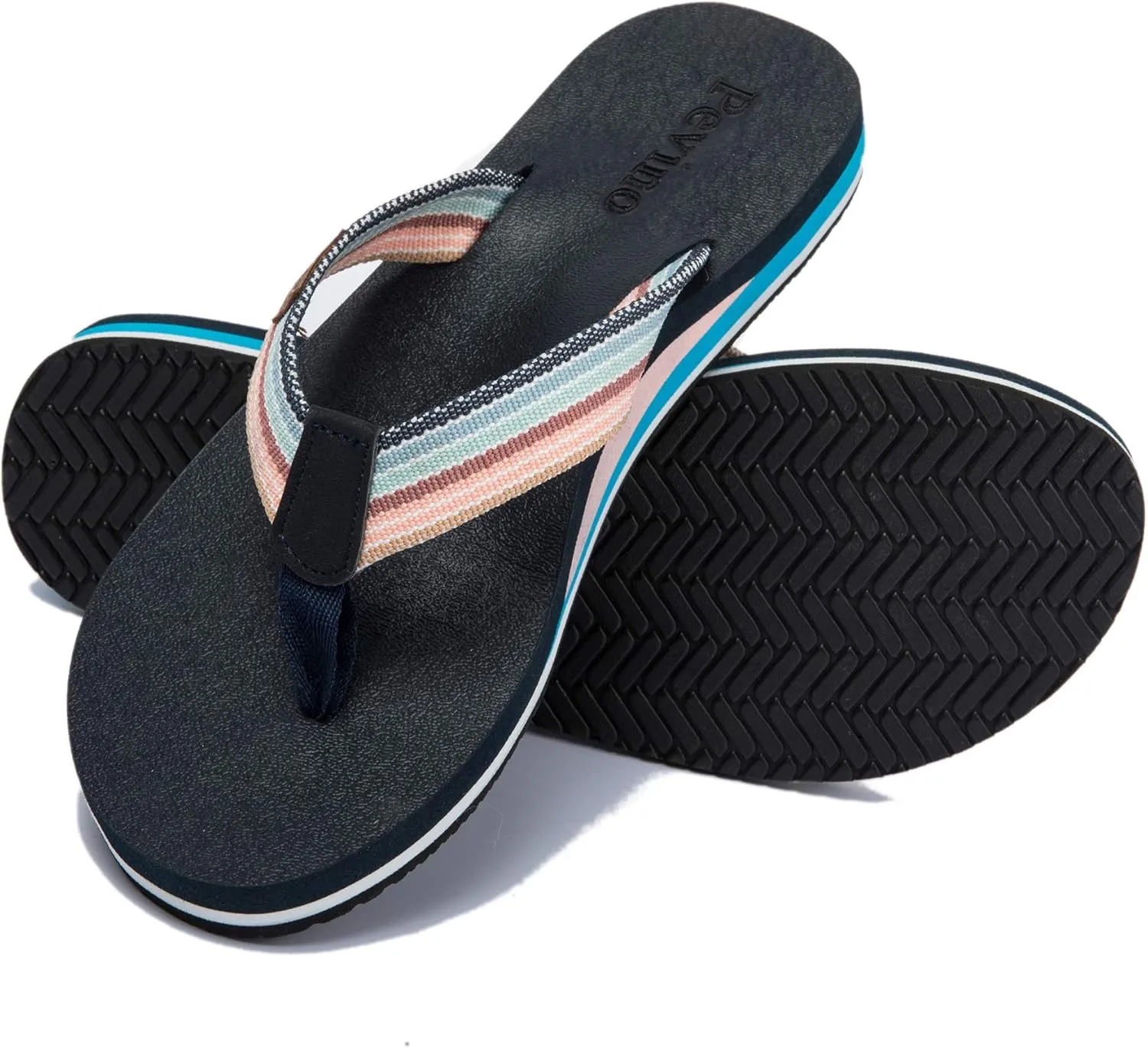 Pevino Women's Orthotic Flip Flops,Casual Comfortable Yoga Mat Thong Sandal with Arch Support