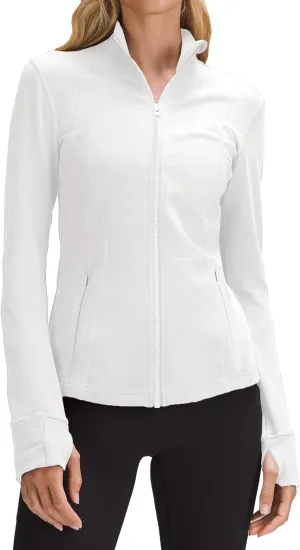 PINSPARK Women's Running Jacket Athletic Full Zip Lightweight Track Jackets Slim Fit Yoga Workout Tops