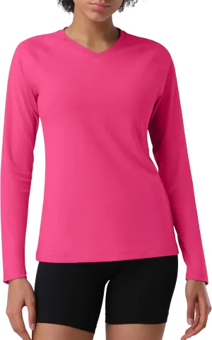 Pioneer Camp Women's UV Sun Protection SPF Shirt V Neck UPF 50  Long Sleeve Workout Tops Quick Dry Rash Guard Hiking Running