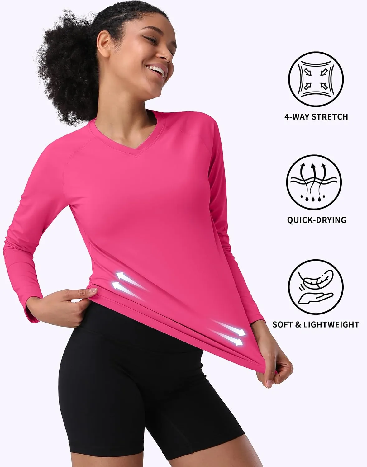 Pioneer Camp Women's UV Sun Protection SPF Shirt V Neck UPF 50  Long Sleeve Workout Tops Quick Dry Rash Guard Hiking Running