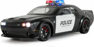 Police Cars for Kids Ages 3-5,1/24 Diecast Cars Challenger Hellcat Toy Car Collectibles Model Kit with Pull Back,Hell Cat Toy Police Car with Lights and Siren for Kids 3  Year Olds