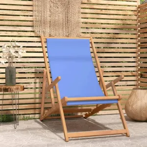 Pool Chair, Front Porch Chairs, Folding Beach Chair, Easy to Clean Suitable for Patio, Patio, Garden, Porch, Balcony Solid Wood Teak Blue