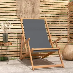 Pool Chair, Front Porch Chairs, Folding Beach Chair, Easy to Clean Suitable for Patio, Patio, Garden, Porch, Balcony Solid Wood Teak Gray