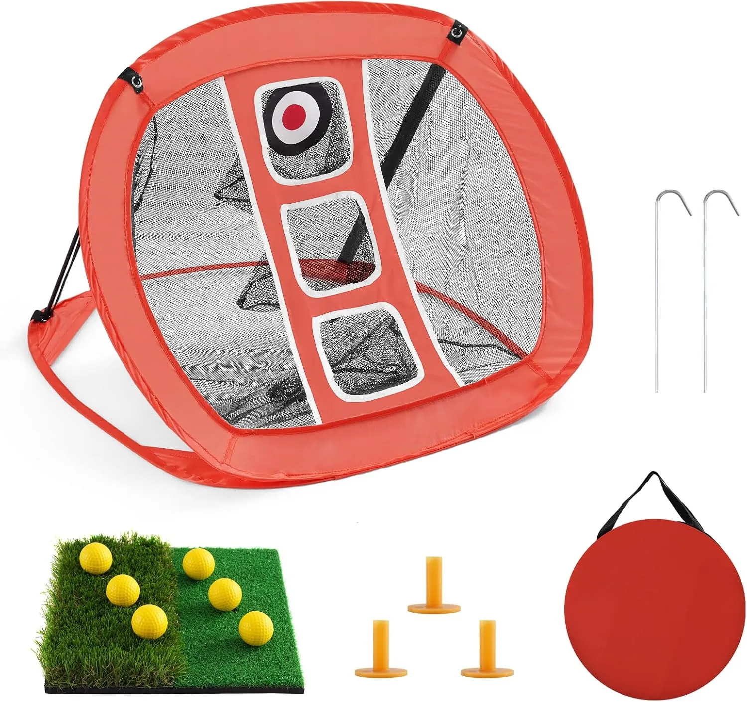 Pop-up Golf Chipping Net, Portable Golf Net, Golf Net for Backyard,Golf Practice Net Target with Mat and Balls,Outdoor & Indoor Games for Chipping Accuracy & Swing Practice,Golfer Gift