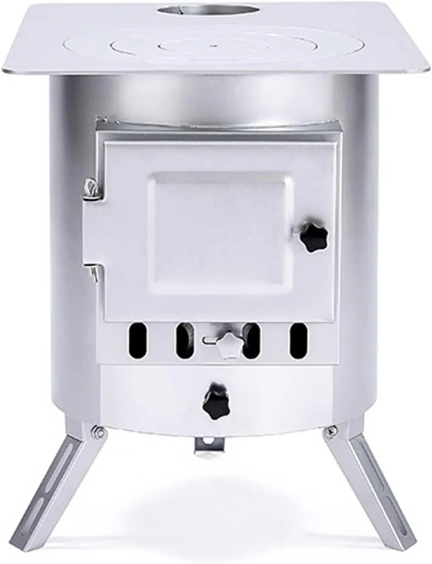 Portable Outdoor Wood Burning Stove, Small Camping Stove with Foldable Side Rack for Cooking, BBQ, Tent Heating, Backpacking, Hiking