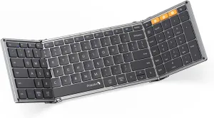 ProtoArc Foldable Bluetooth Keyboard, XK01 Folding Wireless Portable Keyboard with Numeric Keypad, Full-Size Travel Keyboards for iPad Tablet Smartphone Laptop PC Windows iOS Android, Space Gray