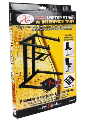 ProX T-LPS600 Foldable and Portable DJ Laptop Stand with Adjustable Shelf, Black
