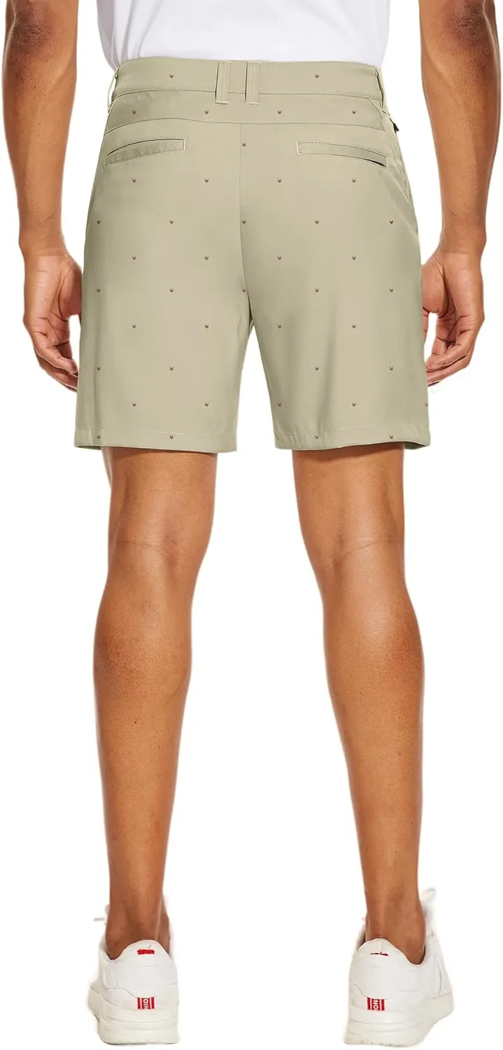 PULI Men's Golf Dress Shorts Flat Front Hybrid 7 Inch Lightweight Quick Dry Chino Casual with Pockets