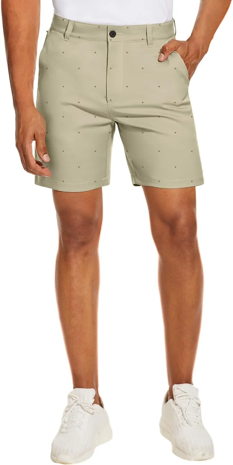 PULI Men's Golf Dress Shorts Flat Front Hybrid 7 Inch Lightweight Quick Dry Chino Casual with Pockets