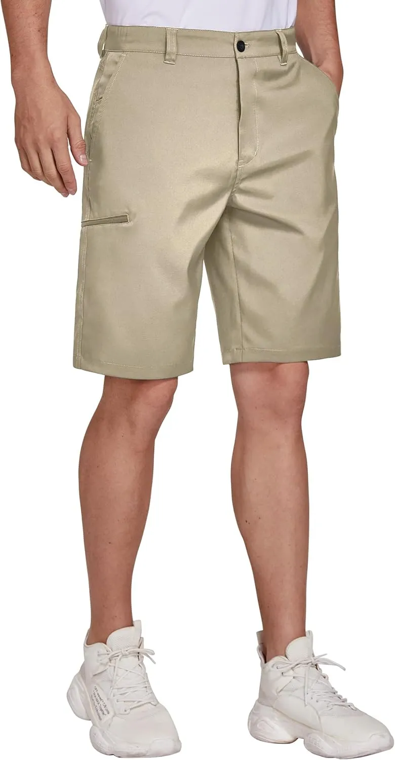 PULI Men's Golf Hybrid Dress Shorts Casual Summer Stretch Flat Front Lightweight Hiking Shorts Quick Dry with Pockets