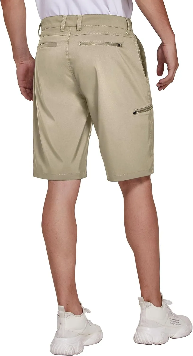 PULI Men's Golf Hybrid Dress Shorts Casual Summer Stretch Flat Front Lightweight Hiking Shorts Quick Dry with Pockets