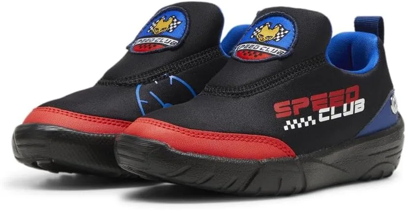 PUMA Unisex-Child Slip on Shoes BMW M Motorsport Bao Kart Sneaker, White Black-Estate Blue, 13.5 US Little Kid
