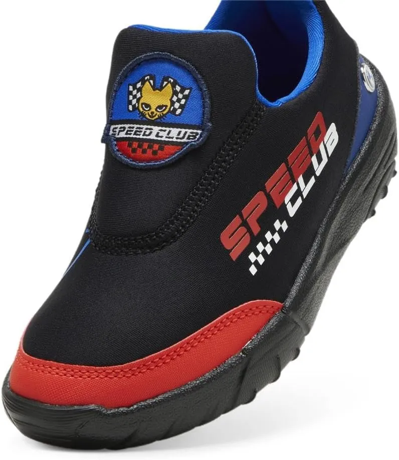 PUMA Unisex-Child Slip on Shoes BMW M Motorsport Bao Kart Sneaker, White Black-Estate Blue, 13.5 US Little Kid