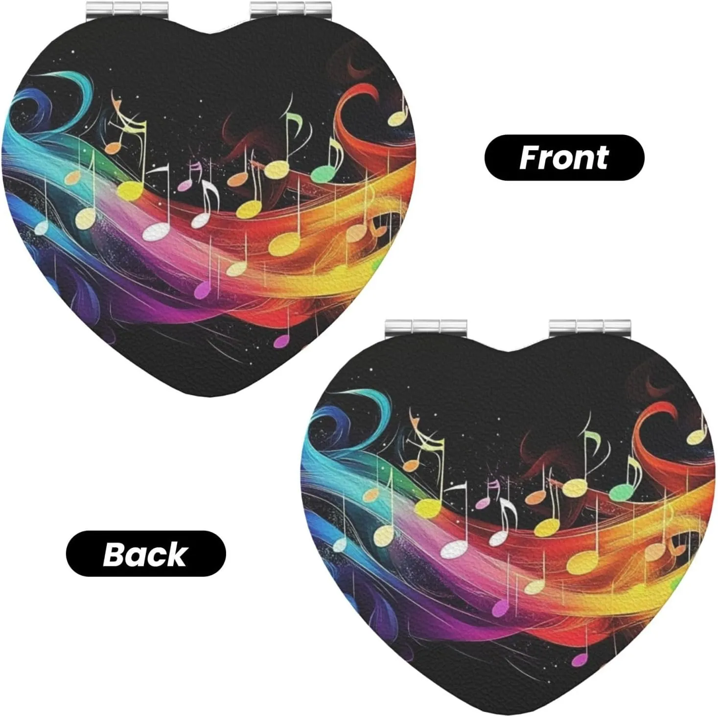 Rainbow Musical Note Melody Travel Makeup Mirror Pocket Mirror Portable for Handbag Purse