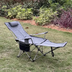 Reclining Beach Chair Backpack Flat Lounge Chair Outdoor Chair Foldable Recliner Adjustable Patio Lounge Side Cup Holder Tray with Headrest and Cup Holders and Outdoor Storage Bag