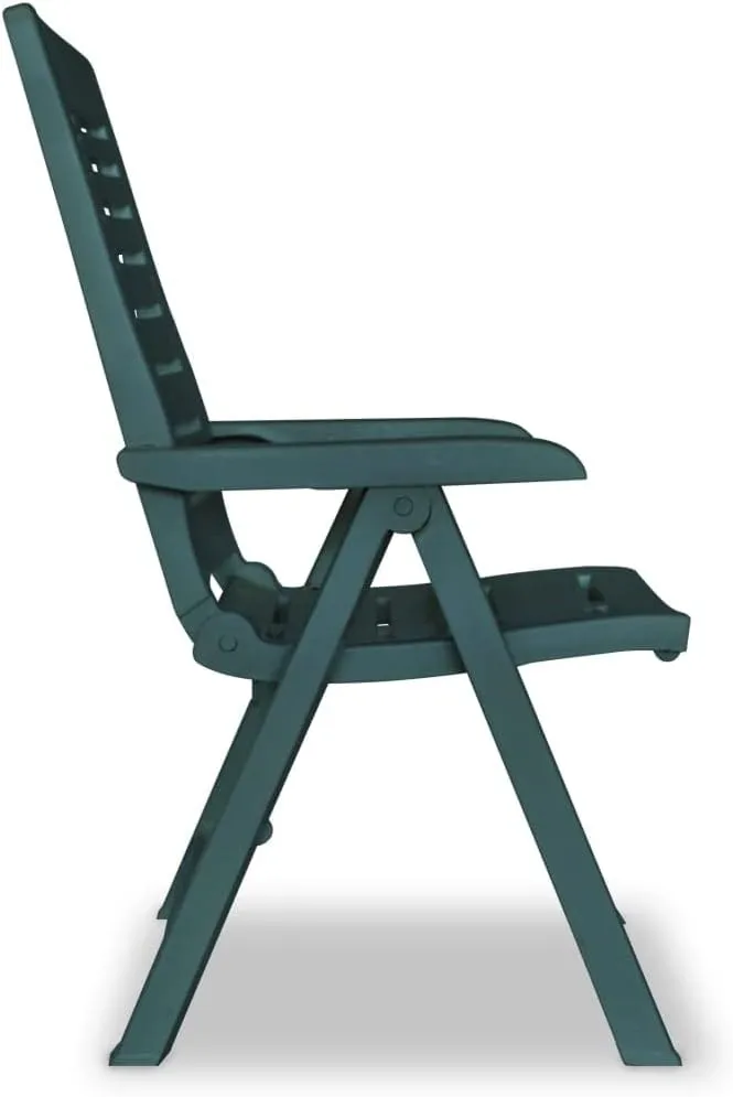 Reclining Patio Chairs 2 Pack Plastic Green Outdoor Furniture with 4 Adjustable Positions, Foldable Lounge Chairs for Poolside, Backyard, Beach and Camping