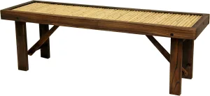 Red Lantern Japanese Bamboo w/Wood Frame Bench, White