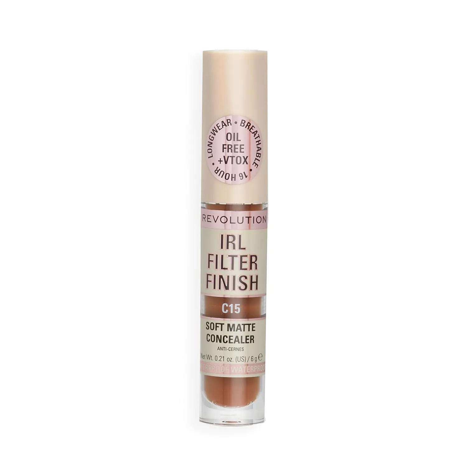 Revolution, IRL Filter Finish Concealer, Full Coverage, Oil-Free, Long-Lasting & Lightweight Formula, Infused with Hyaluronic Acid, Vegan & Cruelty-Free, C15, 0.21 oz (Pack of 2)