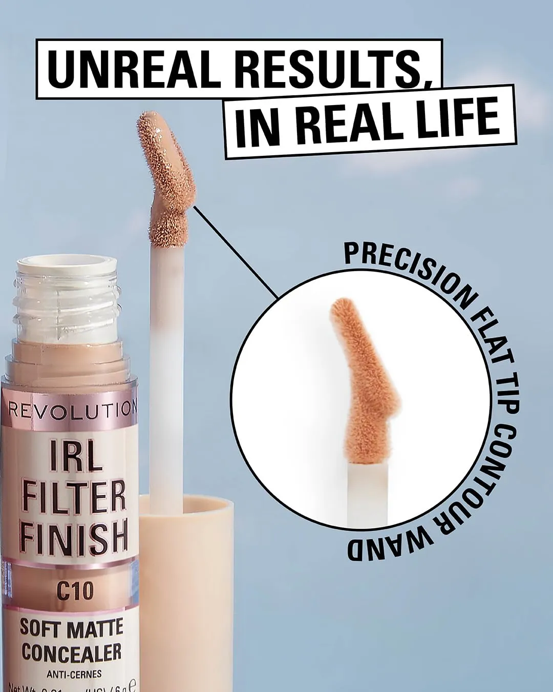 Revolution, IRL Filter Finish Concealer, Full Coverage, Oil-Free, Long-Lasting & Lightweight Formula, Infused with Hyaluronic Acid, Vegan & Cruelty-Free, C15, 0.21 oz (Pack of 2)