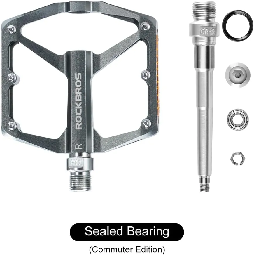 ROCKBROS Mountain Bike Pedals MTB Pedals Bicycle Flat Pedals Aluminum 9/16" Sealed Bearing Lightweight Platform for Road Mountain BMX MTB Bike