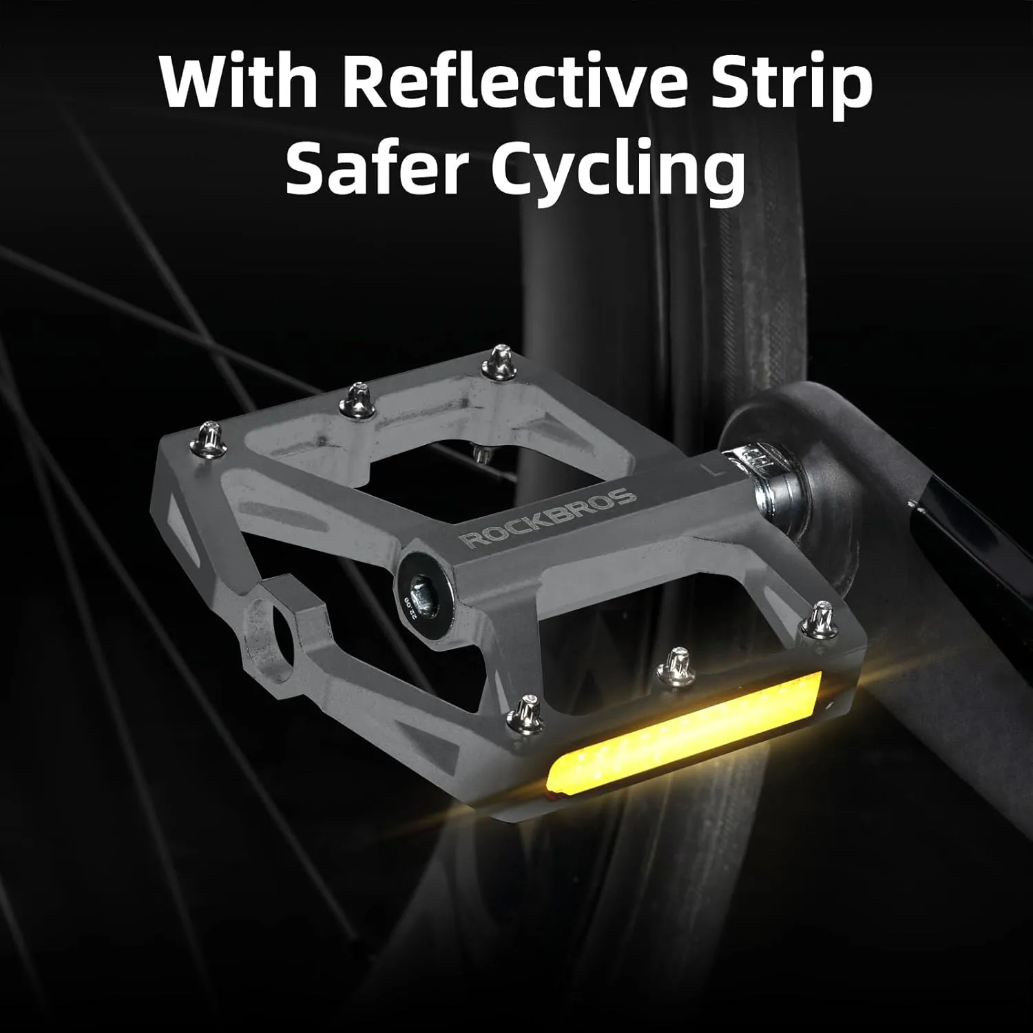 ROCKBROS Mountain Bike Pedals MTB Pedals Bicycle Flat Pedals Aluminum 9/16" Sealed Bearing Lightweight Platform for Road Mountain BMX MTB Bike