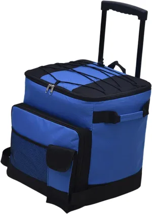 Rolling Cooler Cart Collapsible Cool Bag Oxford Waterproof Portable Cooler Bag Insulated Wheeled Cooler for Outdoor Travel Work Camping Home/338 (Color : Blue)