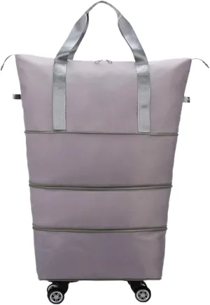 Rolling Duffle Bag with Removable Wheels - Expandable Water-Resistant Travel Bag 360° Spinner Gym Bag for Sports & Swimming Gear with Dry/Wet Compartment(Gray)