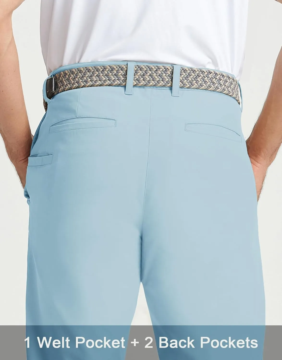 Rouen Golf Pants Men 8 Pockets Water Resistant Flat Front - 30"/32"/34" Chino Dress Pants Lightweight Stretch Casual Trousers