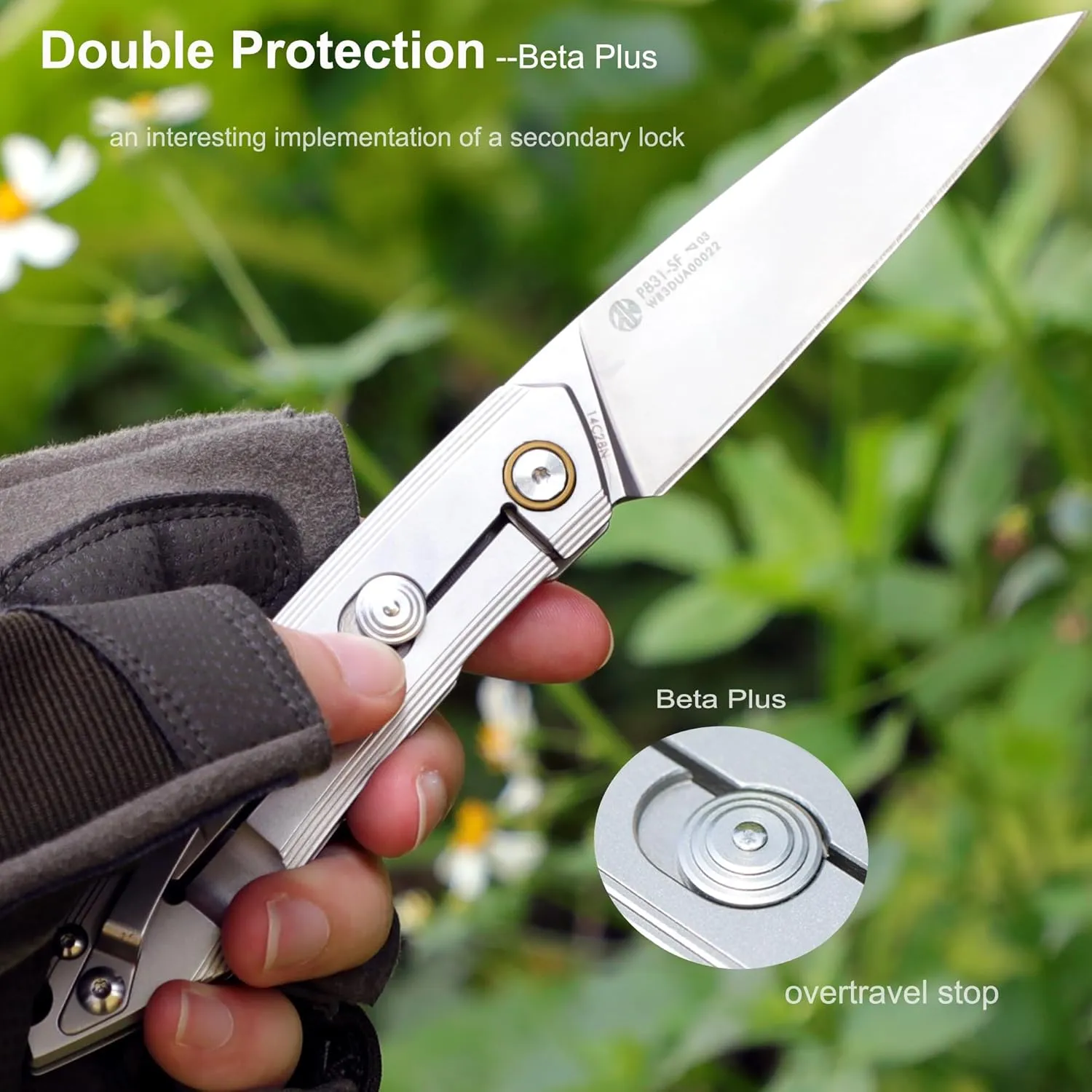 Ruike P831 Folding Tactical Knife with Clip Survival Pocket Knife Tactical EDC Tool Liner Lock 14C28N Steel Camping Knives 3.35inch Small Utility Knife Men Women Blet plus small Multi tool Key