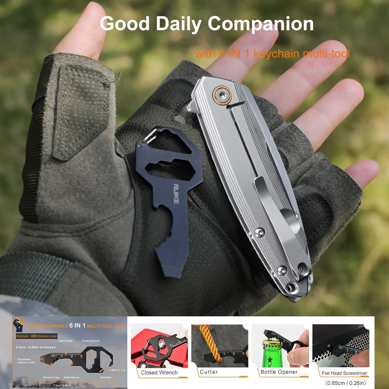 Ruike P831 Folding Tactical Knife with Clip Survival Pocket Knife Tactical EDC Tool Liner Lock 14C28N Steel Camping Knives 3.35inch Small Utility Knife Men Women Blet plus small Multi tool Key
