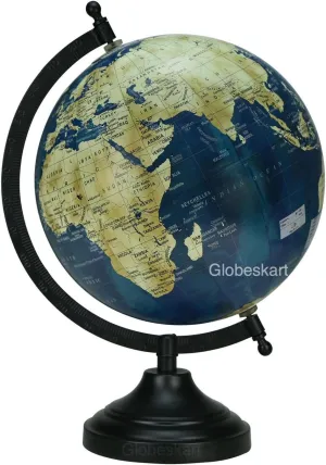 Samyuktha Blue Ocean Rotating Desktop World Globe/Antique Globe/Gift Item/ 8 inches/Blue Cream Texture