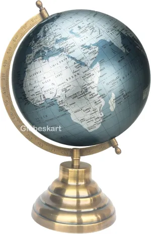Samyuktha Educational/Antique Globe with Brass Antique Arc and Base/World Globe/Home Decor/Office Decor/Gift Item / 8 inches (Marquise Silver)