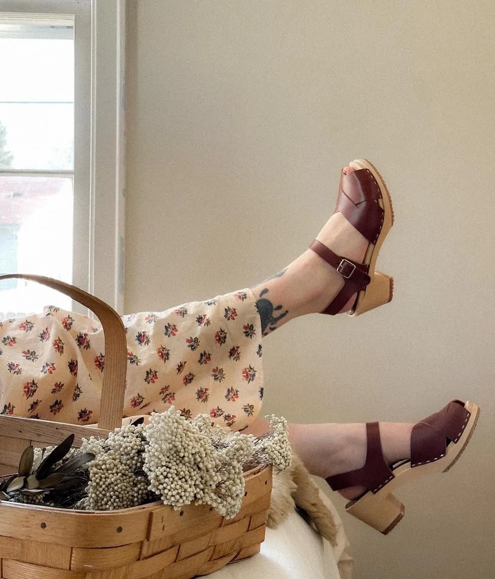 Sandgrens Handmade Swedish Wood Clogs for Women, High Heel Sandal | Monroe